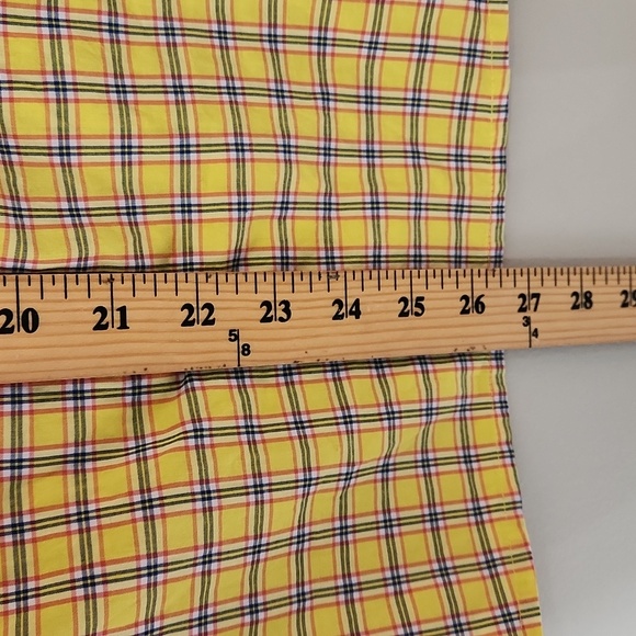 NWT J.Crew XS Yellow Plaid Ruffleneck Tuxedo Bib Blouse - Preppy Ruffle Shirt - Picture 10 of 12